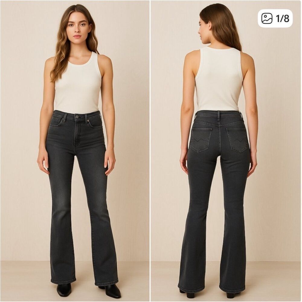 Hudson Heidi High Rise Flare Jeans Nebula Black Wash Size 26 Excellent